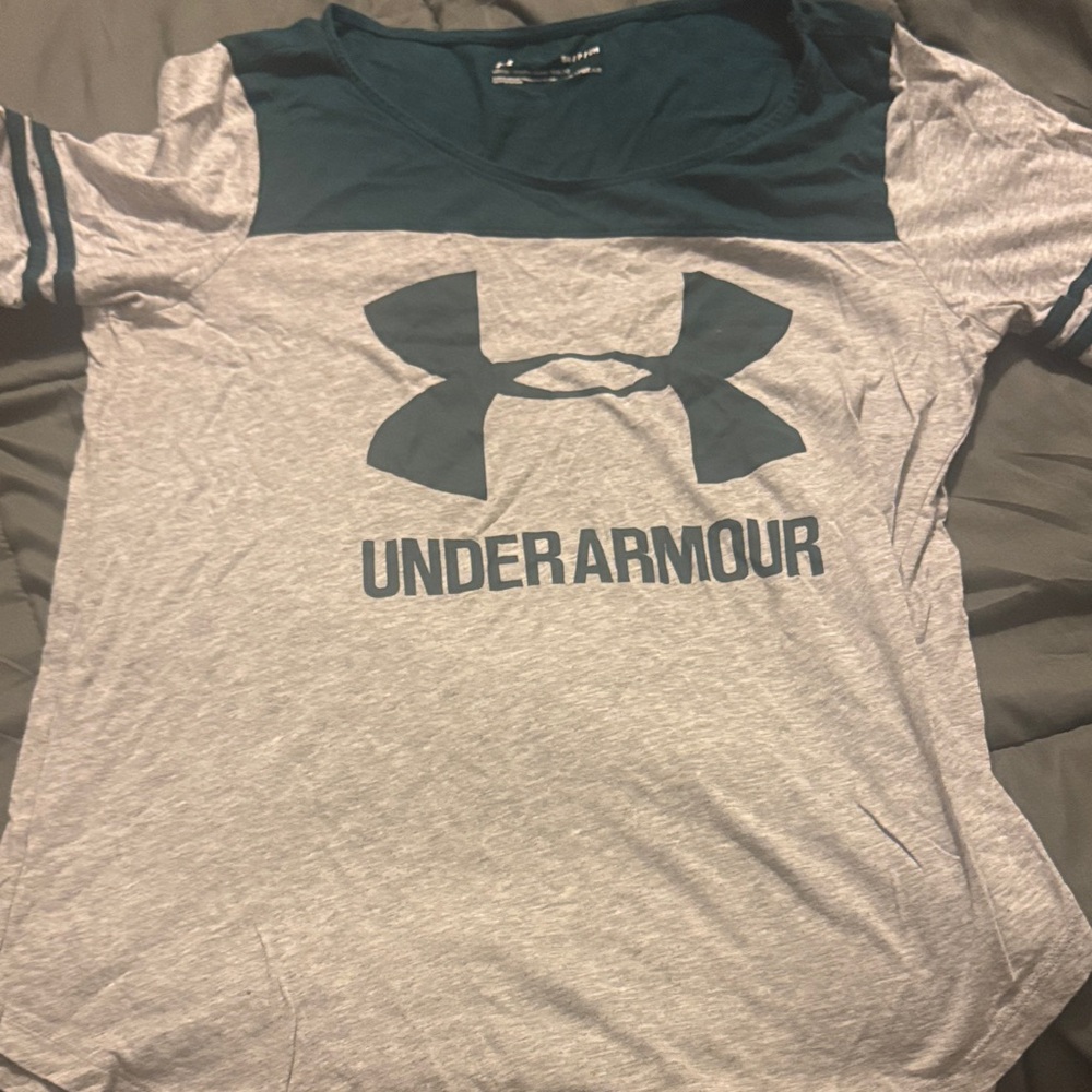 Under Armour Teal and Gray Logo Tee